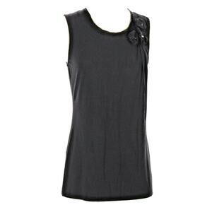 Lucy & Laurel Black Scoop Neck Embellish Tank Top